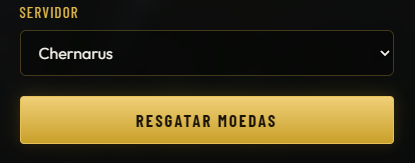 Resgate de moedas: escolha o servidor e clique em Resgatar moedas
